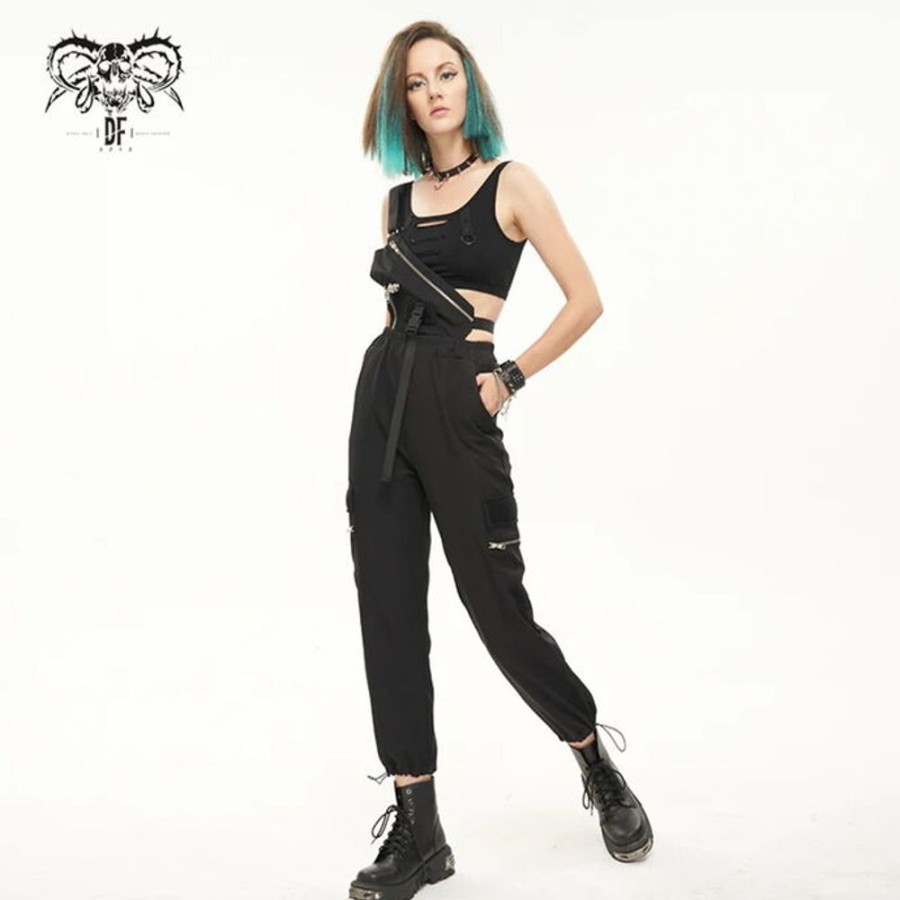 DEVIL FASHION Devil Fashion - Damenhose - Diablo Daily Half Suspenders Women S Overalls Hosen & Shorts