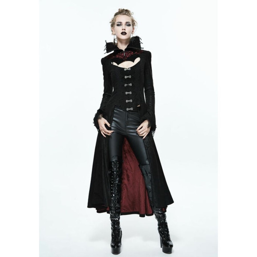 DEVIL FASHION Devil Fashion- Damenmantel - Scarlet Town Gothic Overcoat With Medici Collar Jacken & Mantel