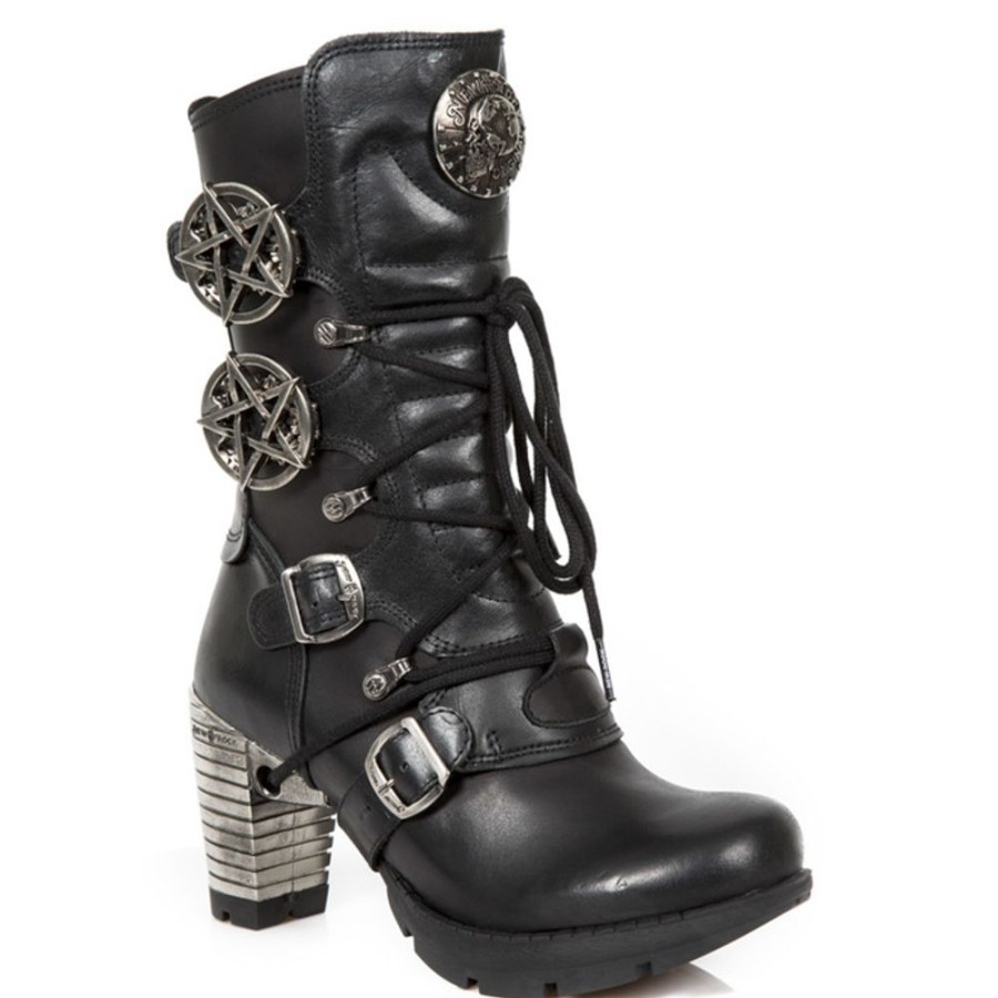 NEW ROCK New Rock Damen Lederstiefel Trail- Schwarz-Trail Collection High Heels