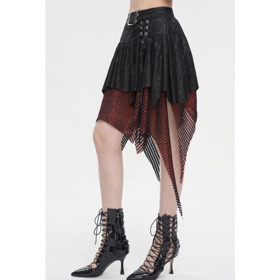 DEVIL FASHION Damen Rock Devil Fashion - Black And Red Kleider & Rocke