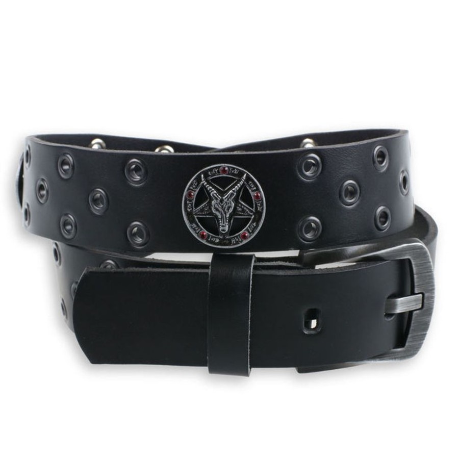 LEATHER & STEEL FASHION Gu00Fcrtel Baphomet - Black Gurtel