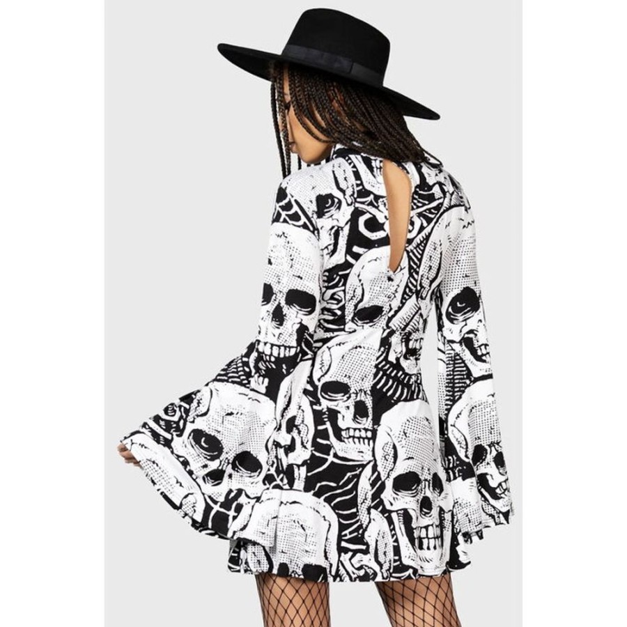 KILLSTAR Damen Kleid Killstar - Skeleton Season - Schwarz & Weiu00Df Kleider & Rocke