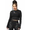 KILLSTAR Killstar - Damen Langarmshirt - Cornelia Crop - Schwarz Sonstige T-Shirts