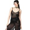 KILLSTAR Killstar U2013 Damen Spagettitru00E4Ger Top - Temple Of Eloquence Cami - Schwarz Tank-Tops