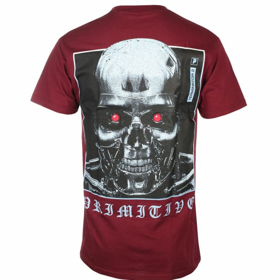 PRIMITIVE Herren-T-Shirt Diamond X Terminator - Primitive Maschine - Bordeauxrot Film T-Shirts