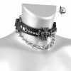 LEATHER & STEEL FASHION Halsband/ Choker (Schuhgeschirr) Triple Skull Cross Lederschuhe