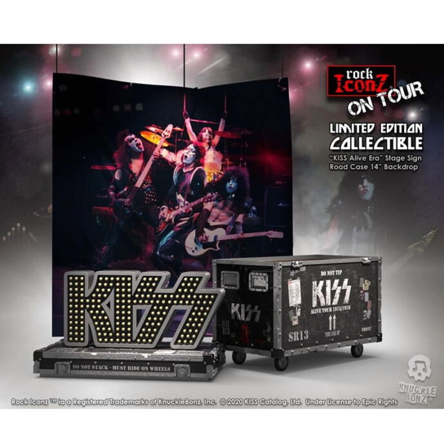 KNUCKLEBONZ Dekoration Kiss - Rock Ikonz - On Tour Road Case + Stage Backdrop Set Alive! Tour Figuren