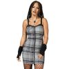 KILLSTAR Damen Kleid Killstar - Bury Me - Grey Tartan Kleider & Rocke